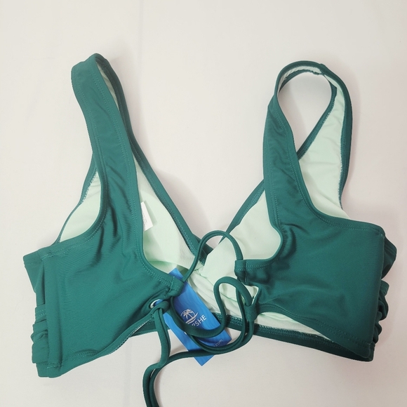 NWT Cupshe 2pc Bikini Swimsuit Green + White Palm Sz Medium - Picture 4 of 12